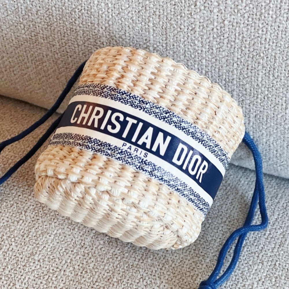 Christian Dior Straw Mini Bucket Bag